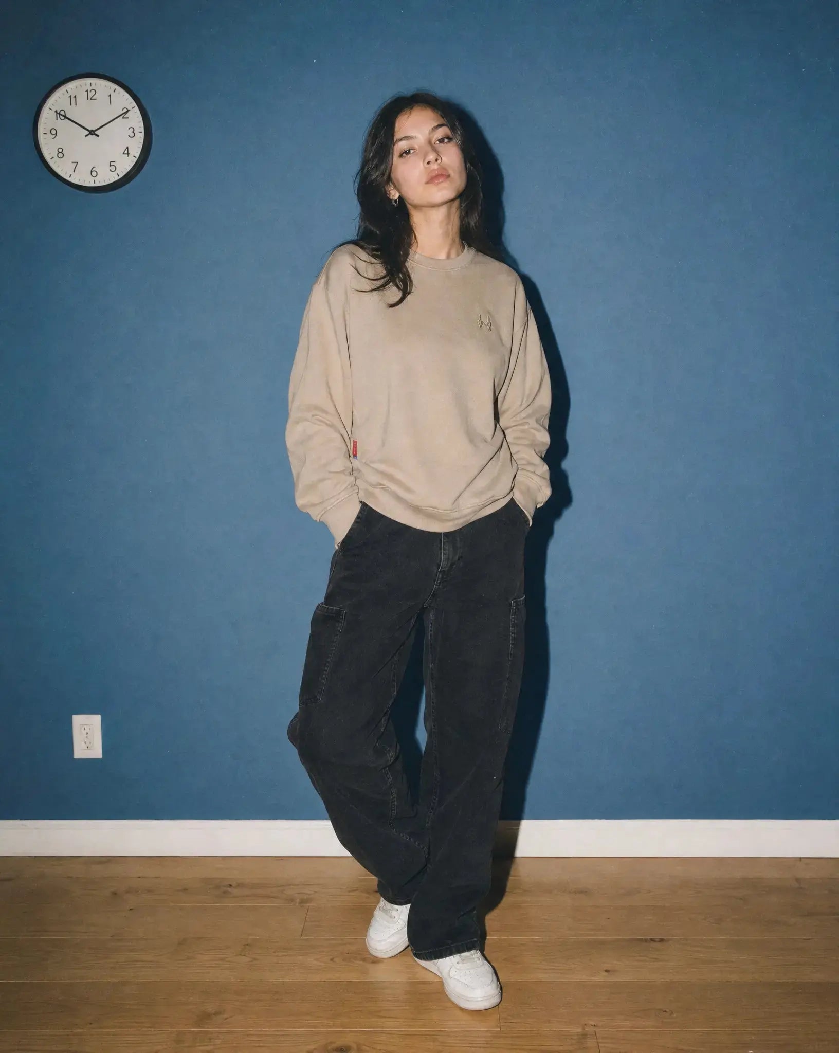 Cropped Mikina 343 - Crewneck Beige Batohiro