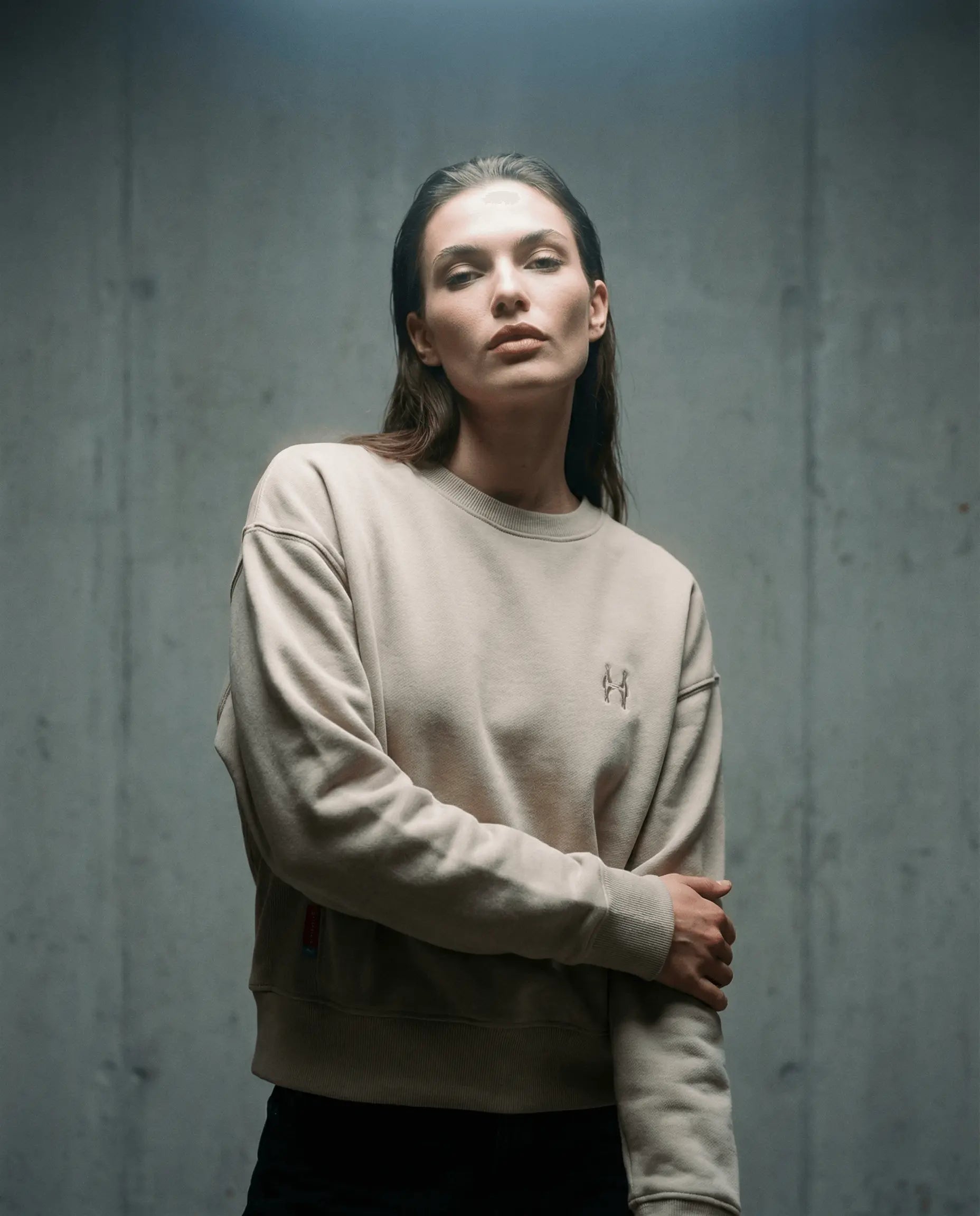 Cropped Mikina 343 - Crewneck Beige Batohiro
