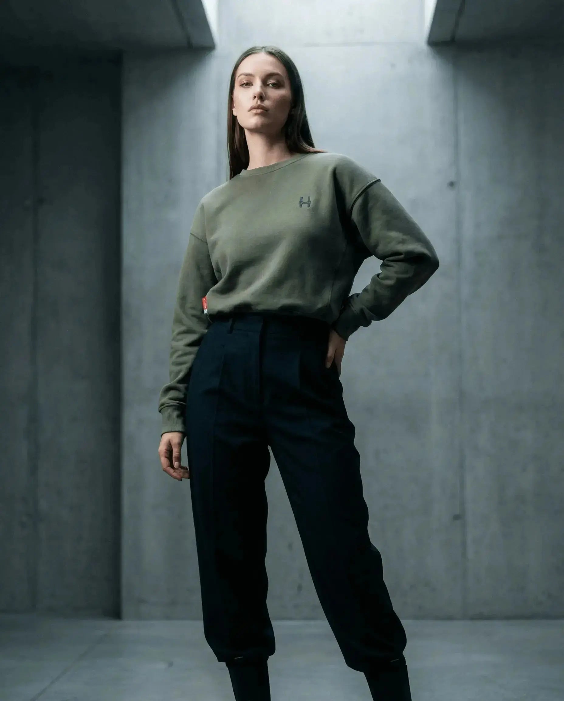 Cropped Mikina 343 - Crewneck Green Batohiro