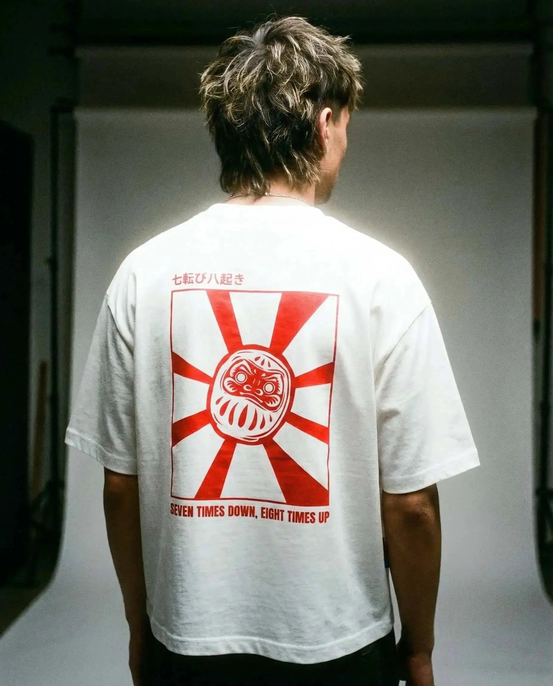 Daruma - White Cropped Oversized Tee Batohiro