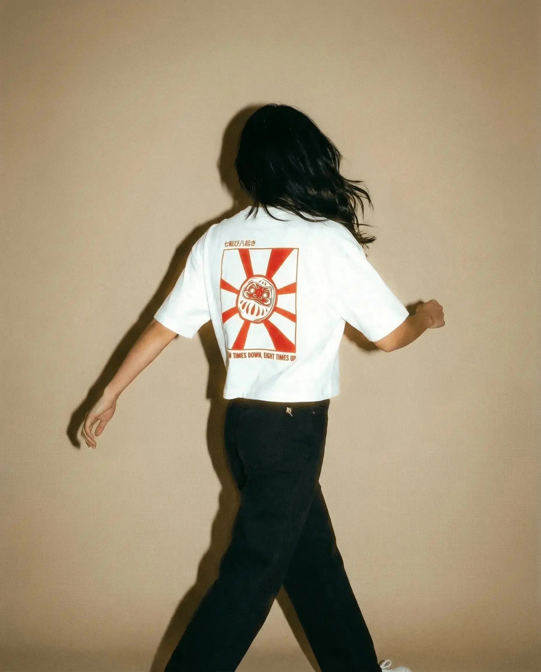 Daruma - White Cropped Oversized Tee Batohiro
