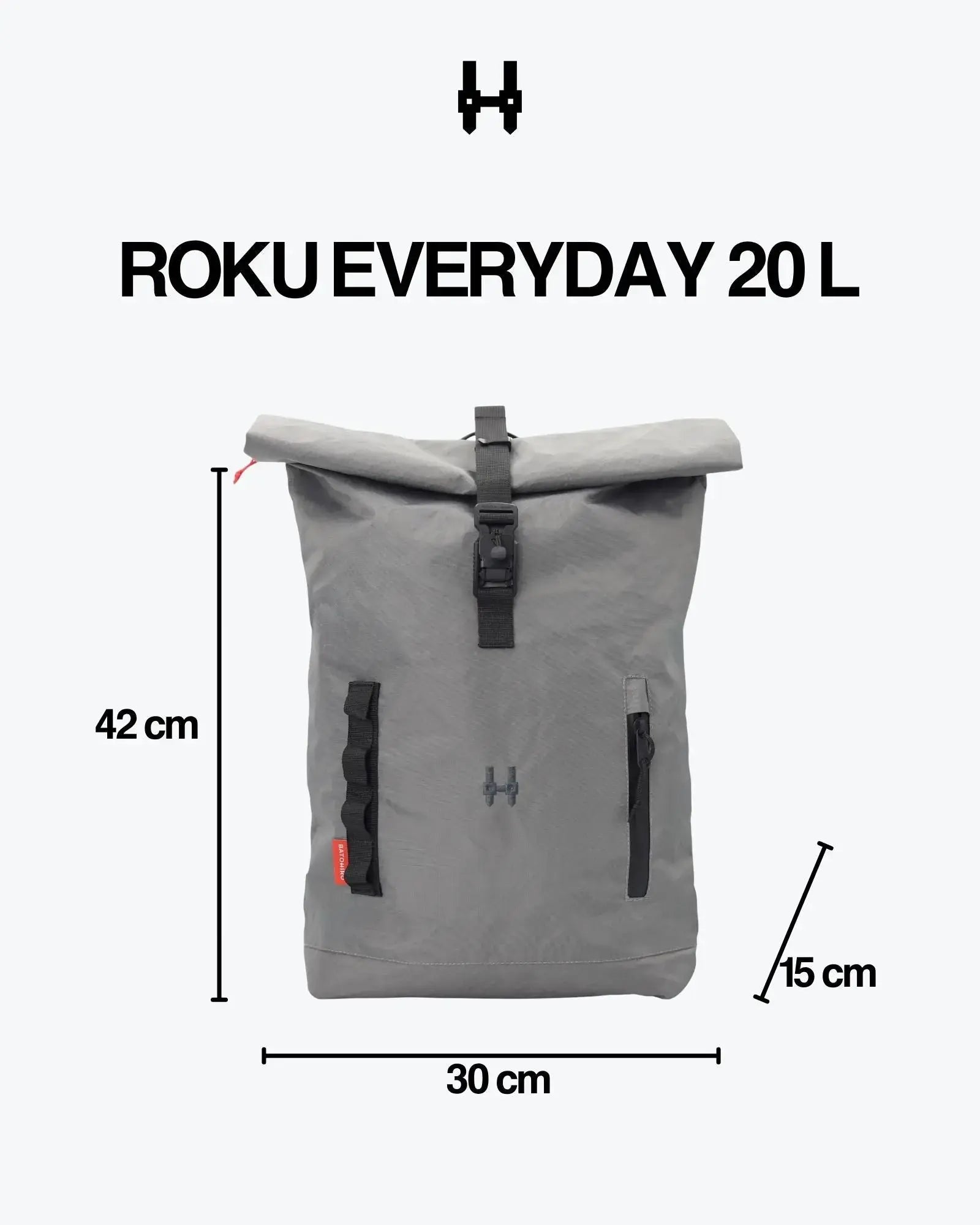 Roku Everyday 20L – Stahlgrauer Rucksack