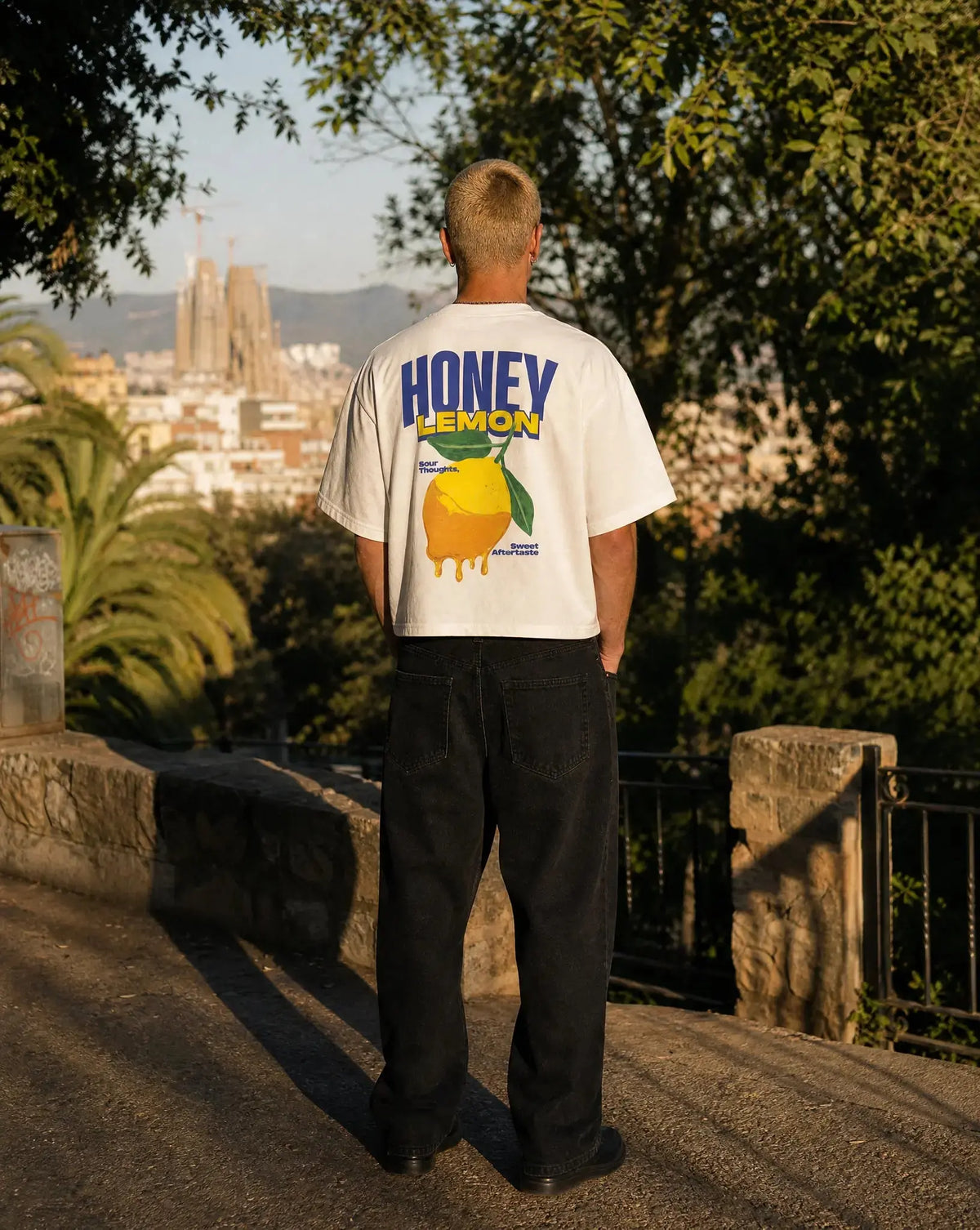 Honey Lemon - White Cropped Oversized Tee Batohiro