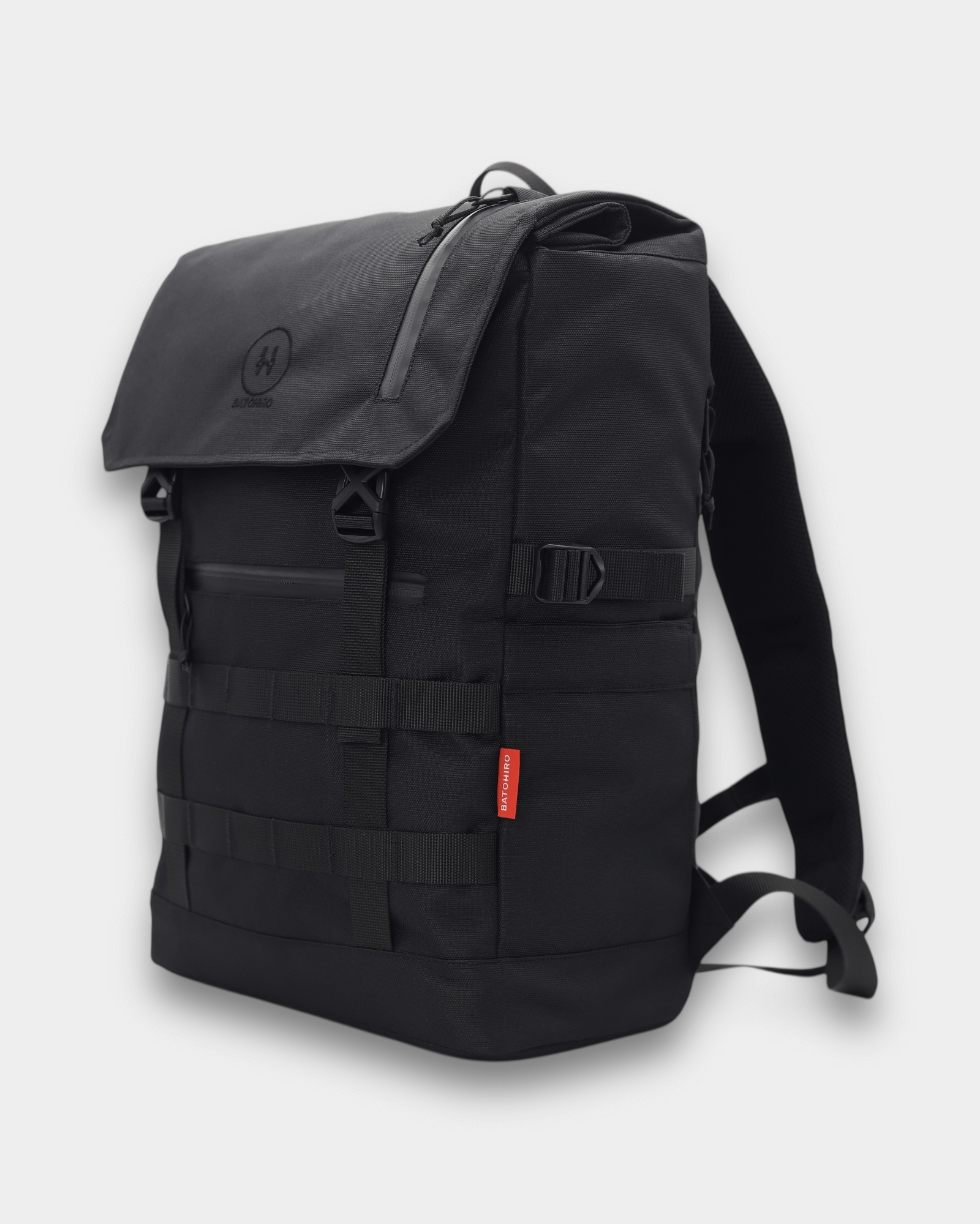Minato Premium 6.0 – Black Knight backpack made with ECO CORDURA® re/cor™ 1200D, featuring a sleek black design.