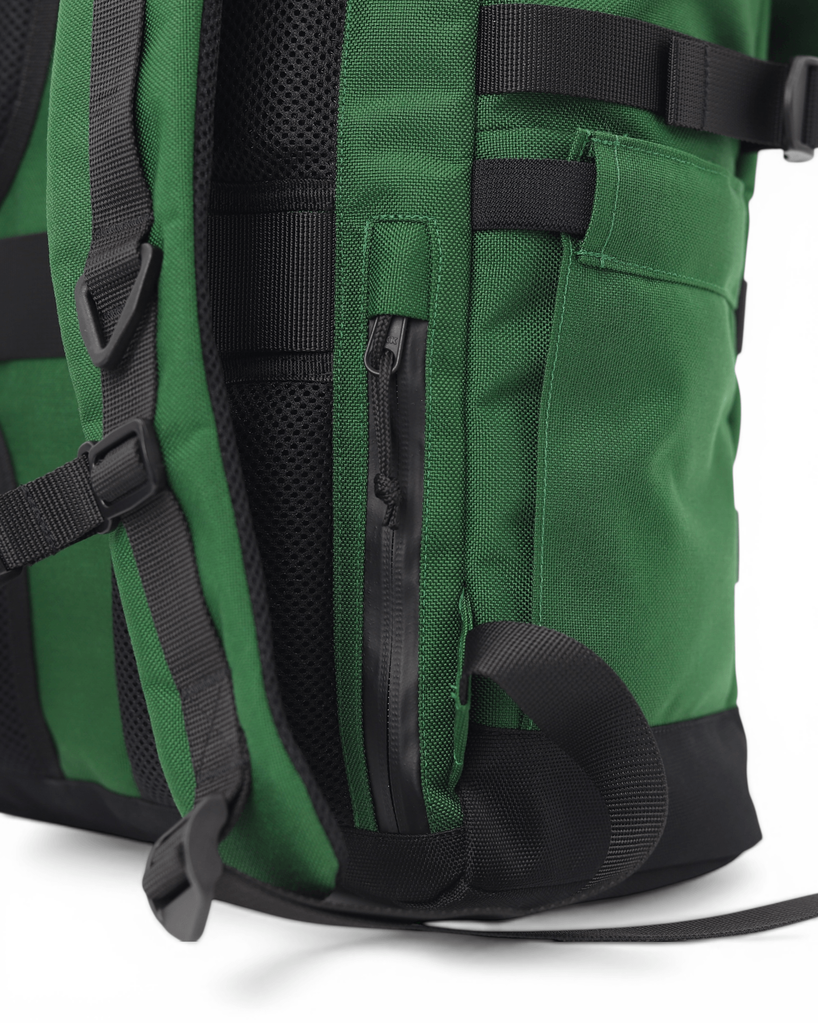 Minato Premium 6.0 – Forest Green backpack side view showcasing durable materials and design.
