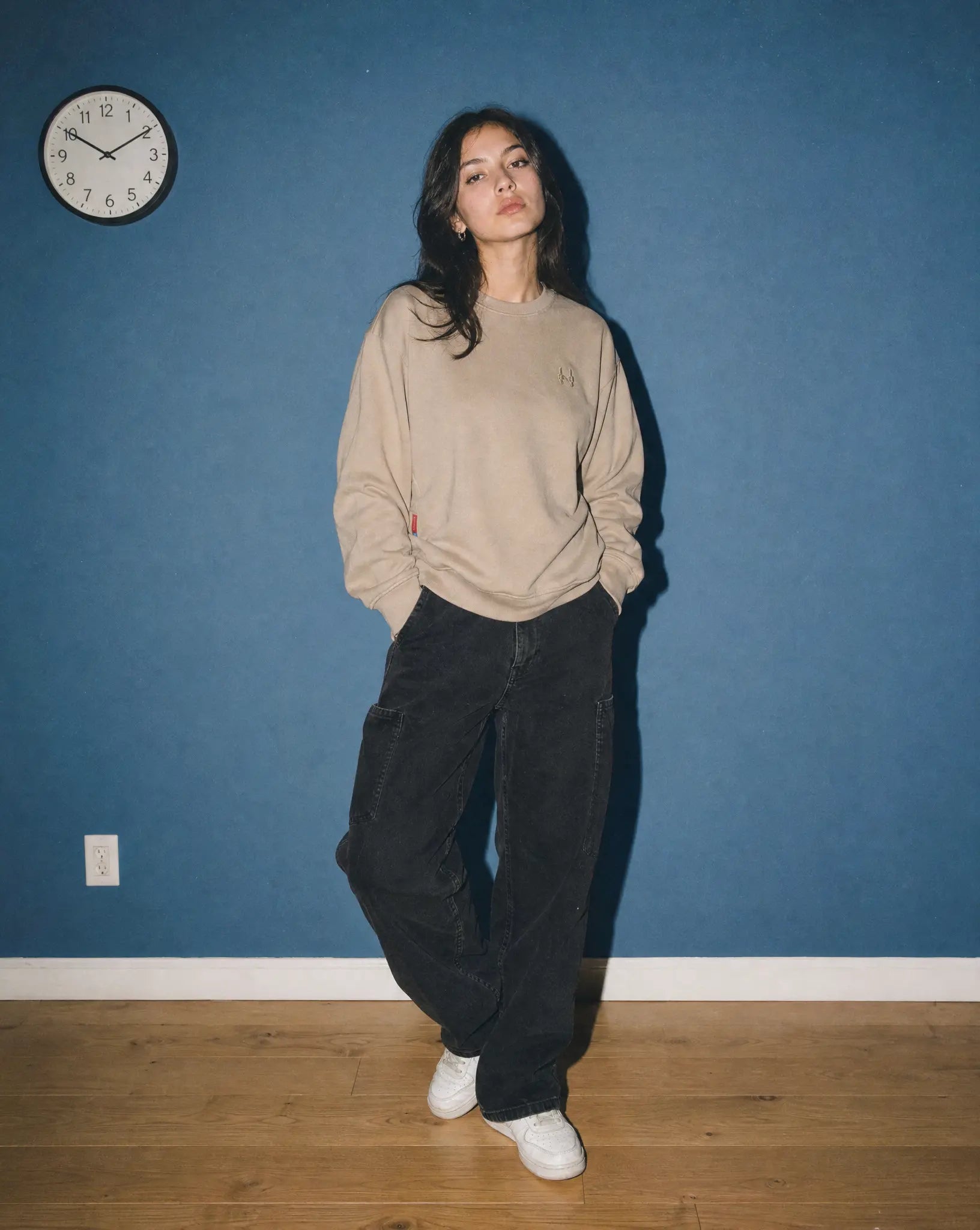 Cropped Mikina 343 - Crewneck Beige Batohiro