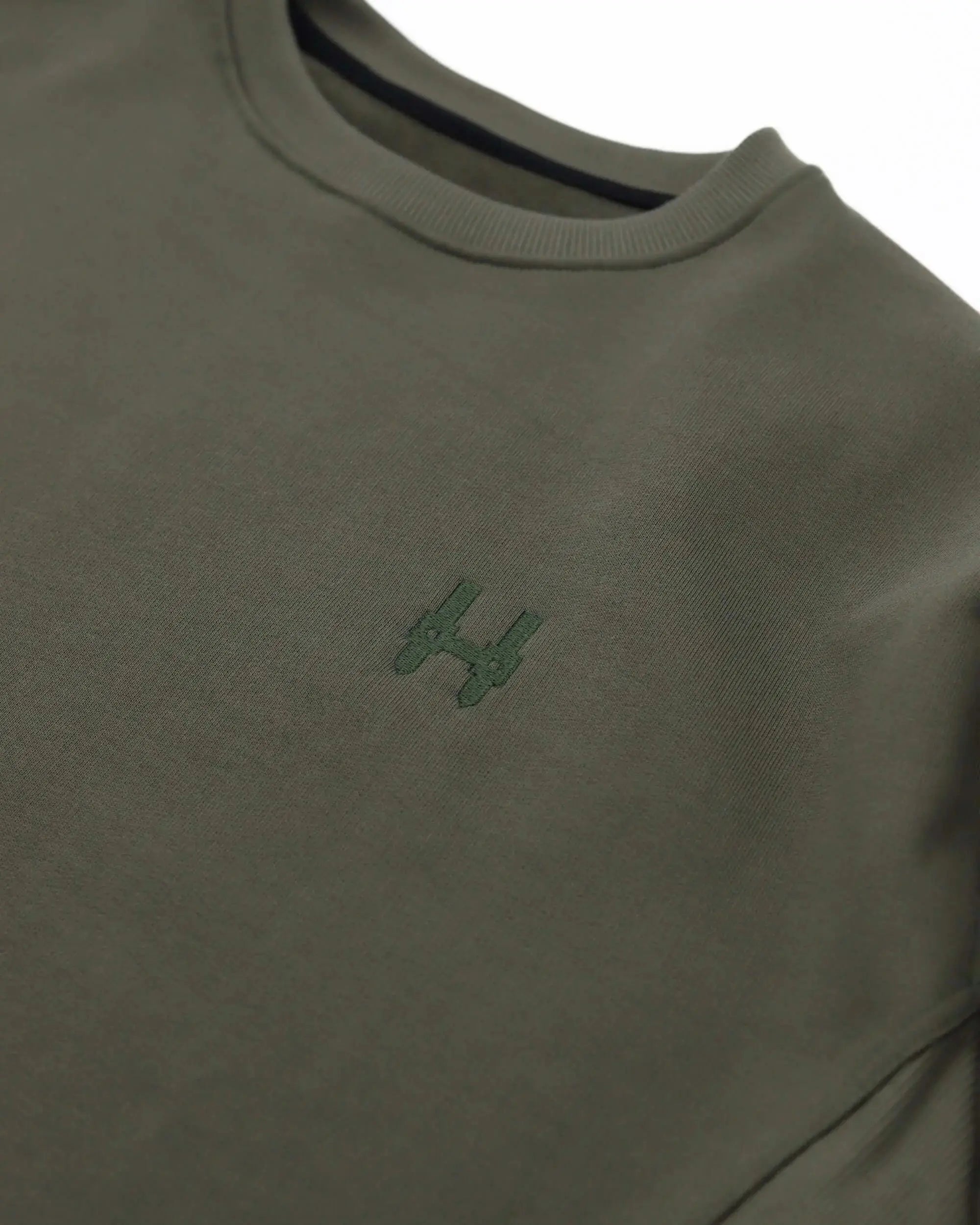 Cropped Sweatshirt 343 - Crewneck Green Batohiro