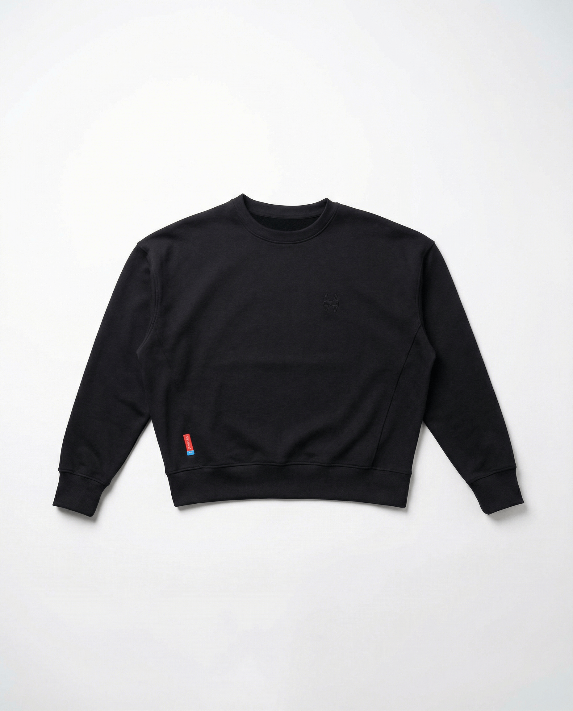 černá mikina bez kapuce Batohiro 343 - Mikina Crewneck Black s cropped oversized střihem