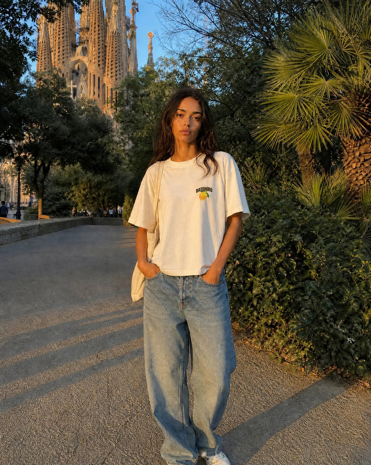 Tričko Honey Lemon - White Cropped Oversized Tee - Batohiro