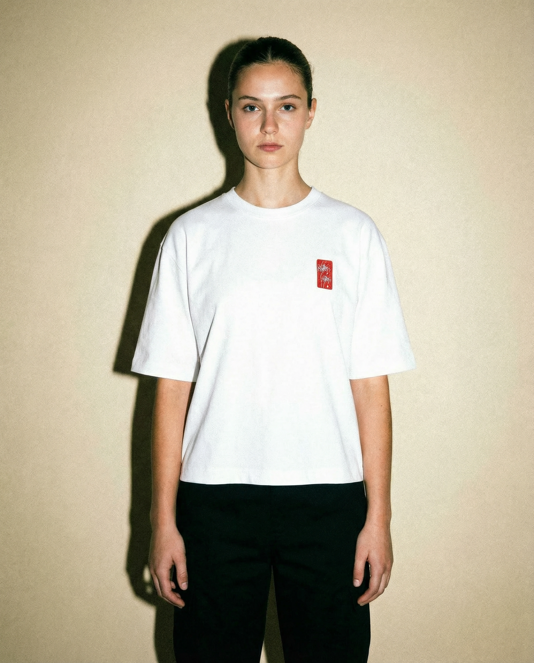 Spider Lily - White Cropped Oversized Tee